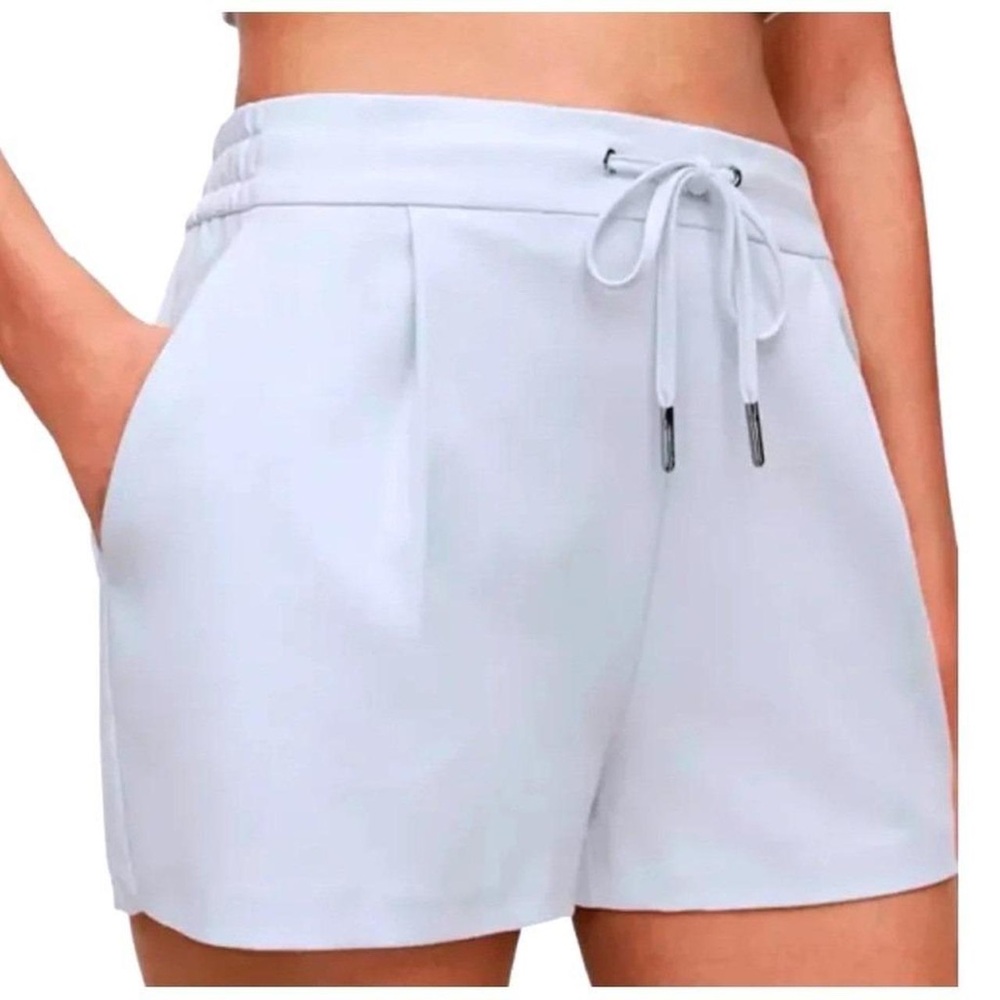 NWT All Saints Light Gray High Waist Drawstring Shorts S 6